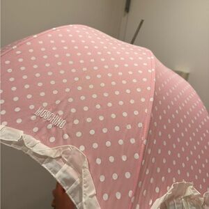 Moschino Pink and White Polka Dot Umbrella
